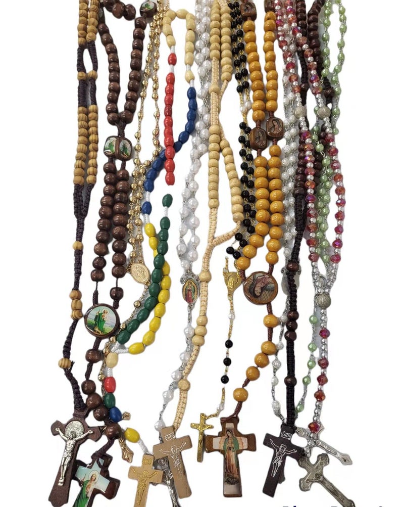 CLGIFT 30pcs mix lot full long rosary necklace Religious catholic Crucifix cross wholesale lot - Image 1